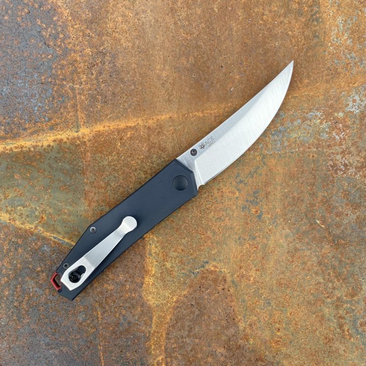 GiantMouse ACE Clyde Black Aluminum N690 Satin Blade Titanium Deep Carry Clip